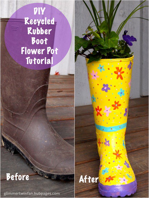 How to Make a Flower Pot out of a Recycled Rubber Boot