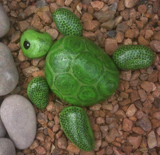 Painted Rock Sea Turtle DIY Garden Décor