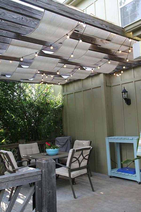 Hanging Shade-Cloth and Outdoor Lighting Combo