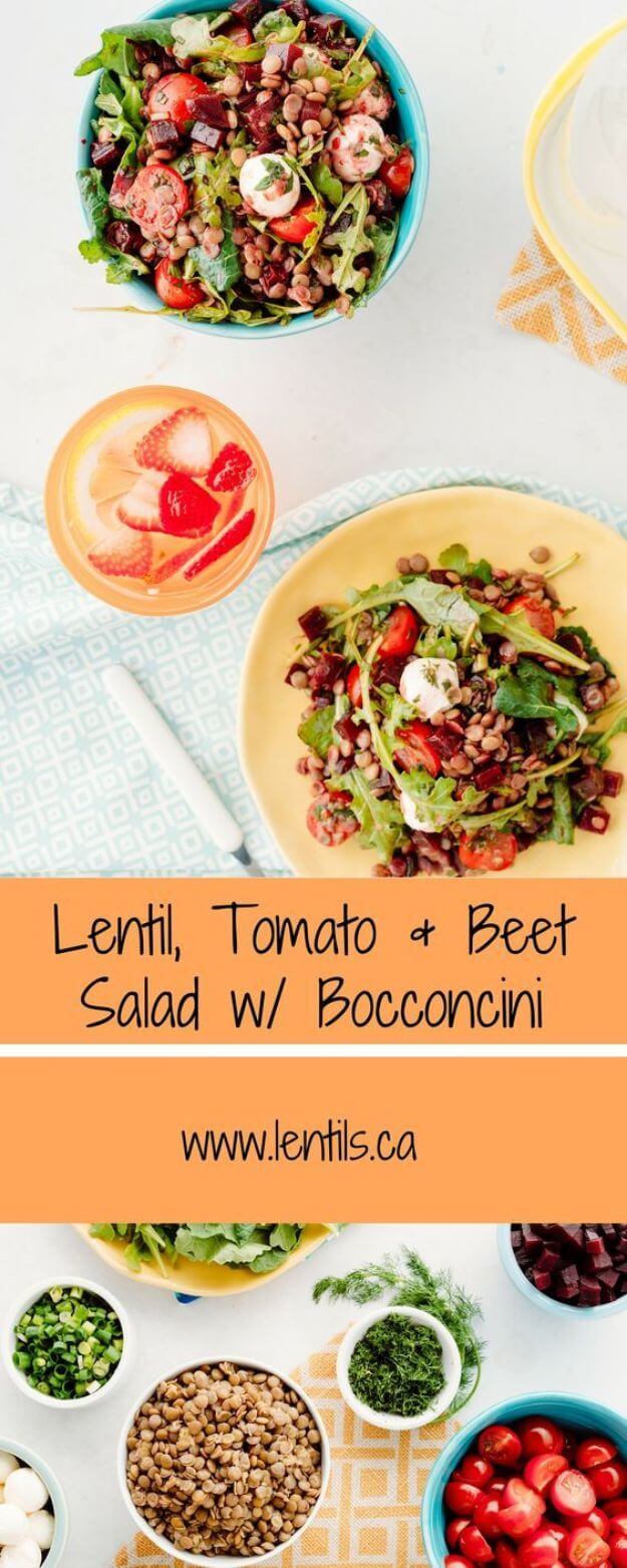 Lentil, Tomato & Beet Salad With Bocconcini