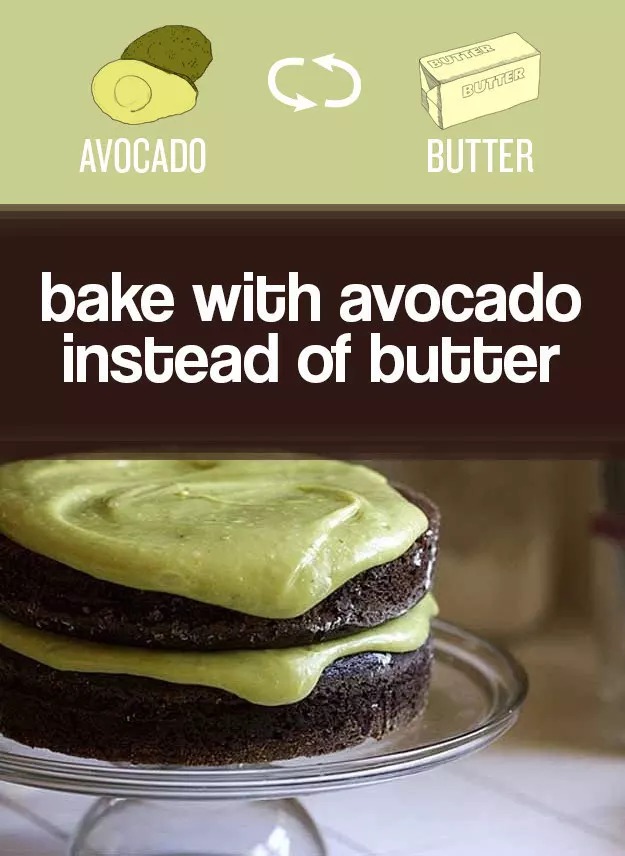 You can swap avocado for butter in cakes to make them (a little) healthier