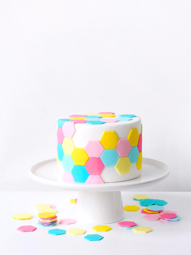 Pastel Hexagon Tile Cake