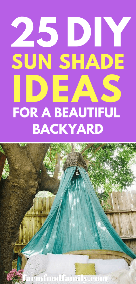 Take a look at these amazing DIY Backyard sun shade ideas #backyard #gardenideas #farmfoodfamily