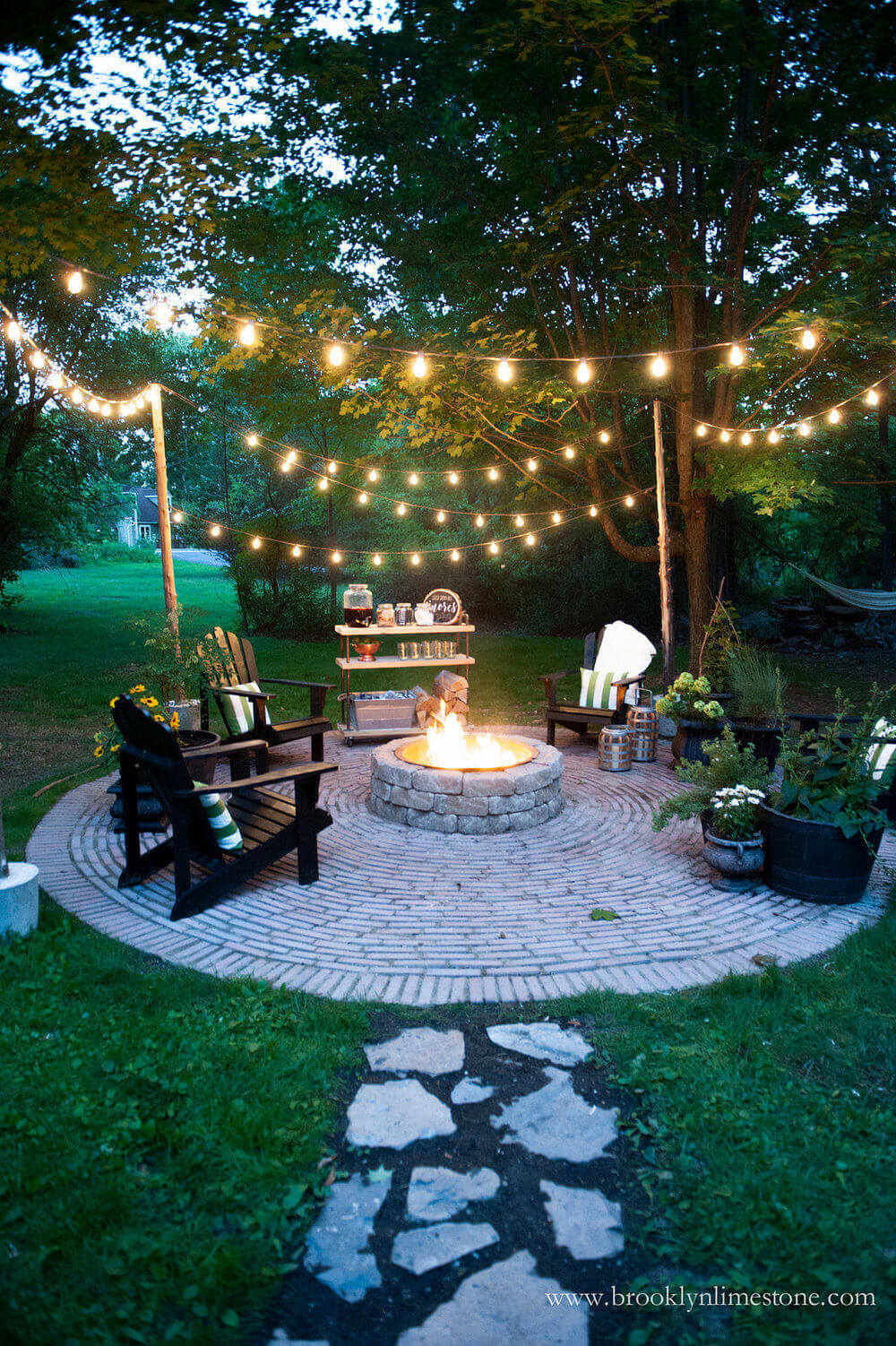 Cozy Outdoor Fire Pit and String Lights