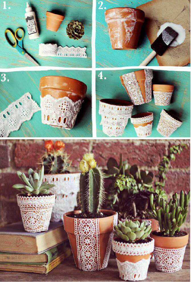Victorian Inspired Paper Lace Planters