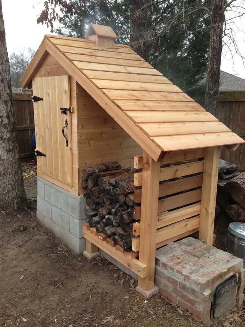 A Wooden Storage Shed Setting on Bricks