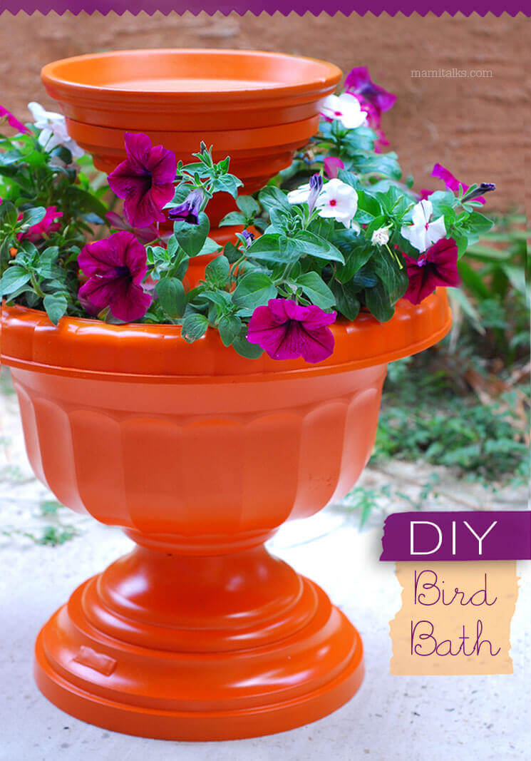 Bird Bath Made From Planter and Pots