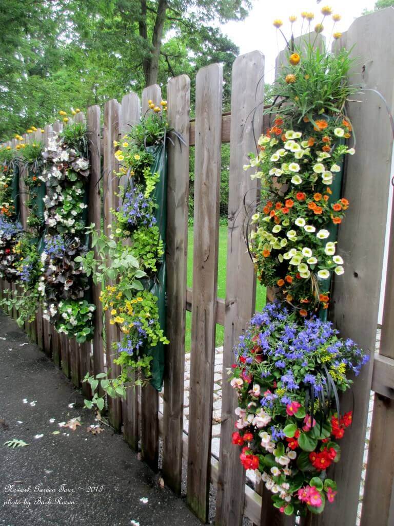 Overflowing Blossoms in Fence Hanging Planters