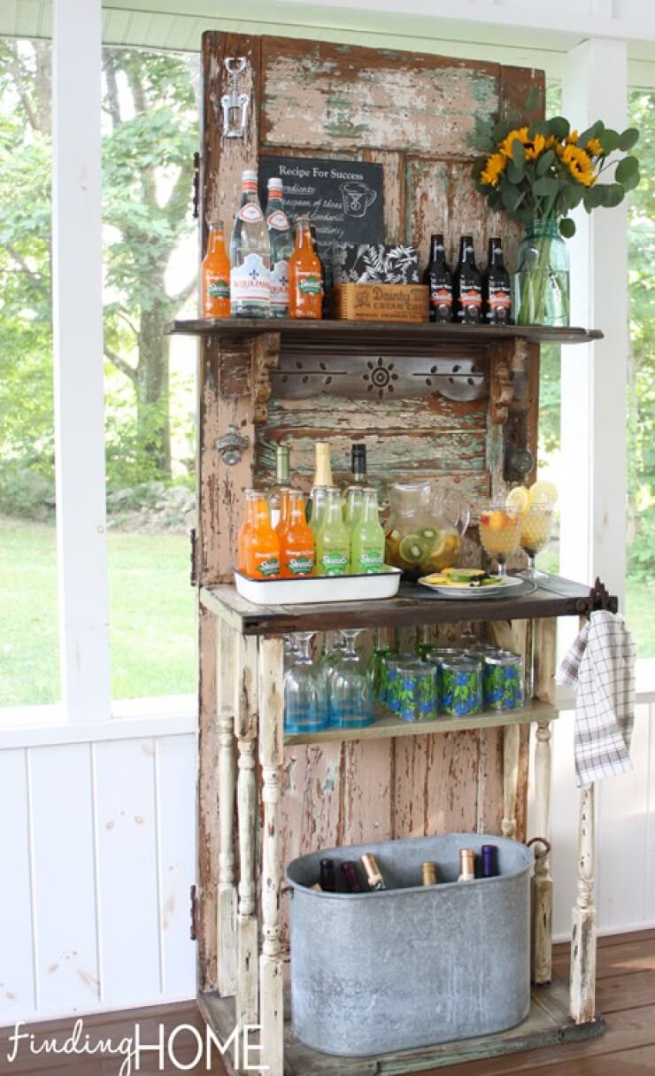 A Rustic Cottage Bar with Banister Supports