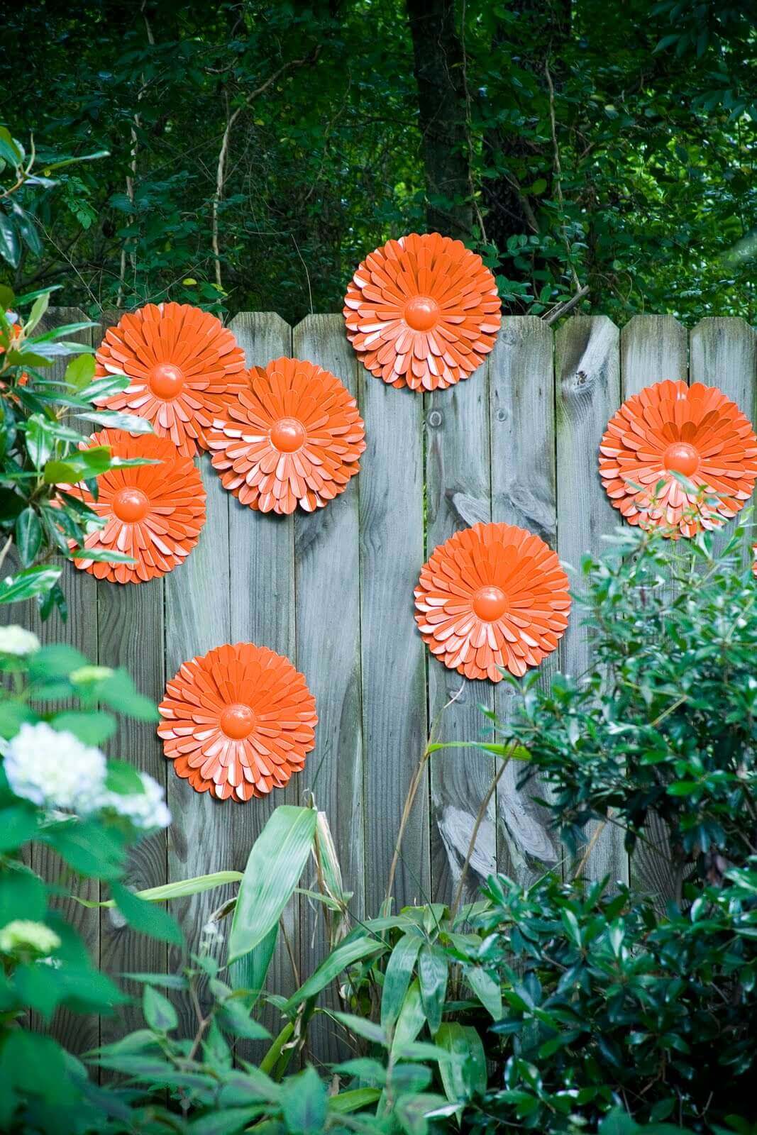 Brilliant Orange Floral Decorations on the Fence