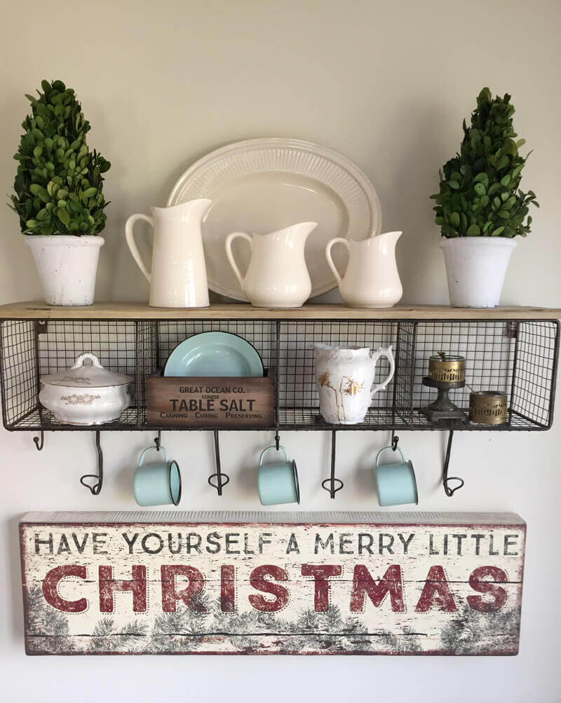 White Porcelain and Wire Country Christmas Display