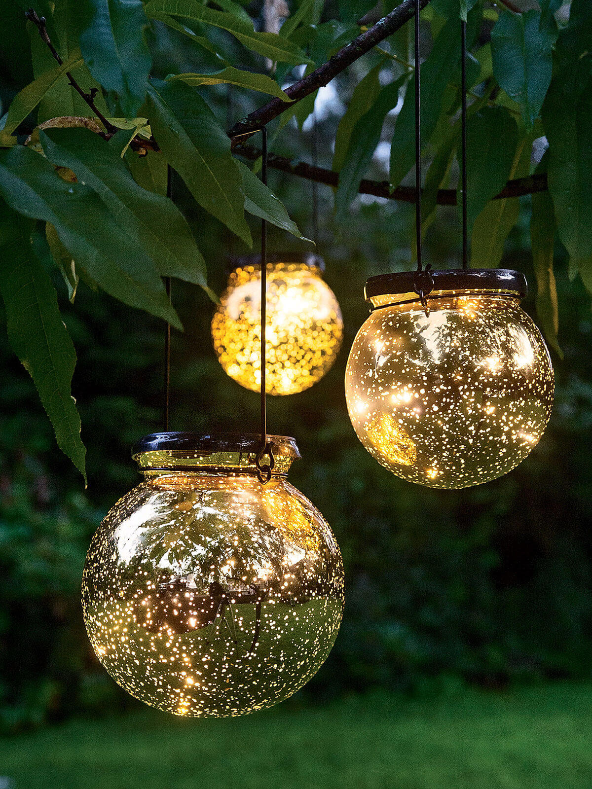 Battery Powered Fairy Lights in Glass Lanterns