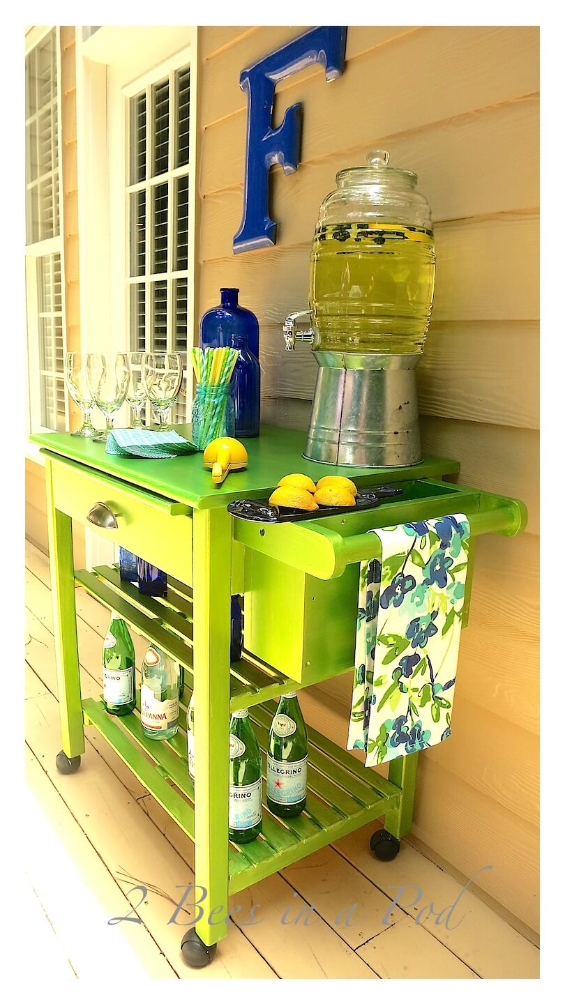 Lime Green Kitchen Cart for a Porch