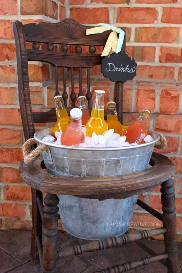 Wooden Chair with an Ice Bucket Center