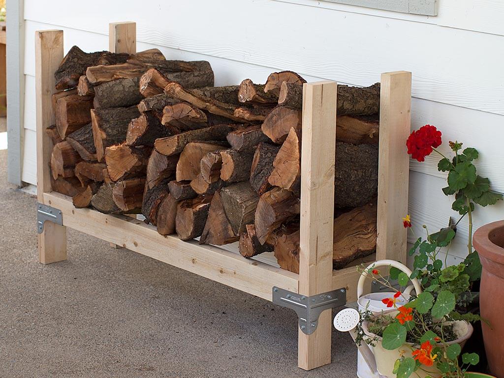 Natural Wood DIY Outdoor Firewood Rack Ideas