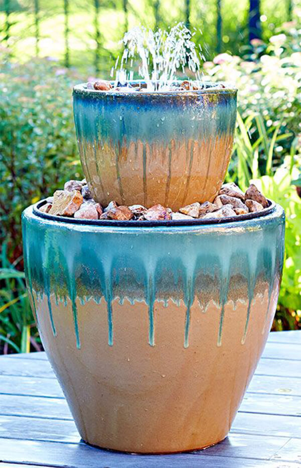 Nested Ceramic Pots with Fountain Feature