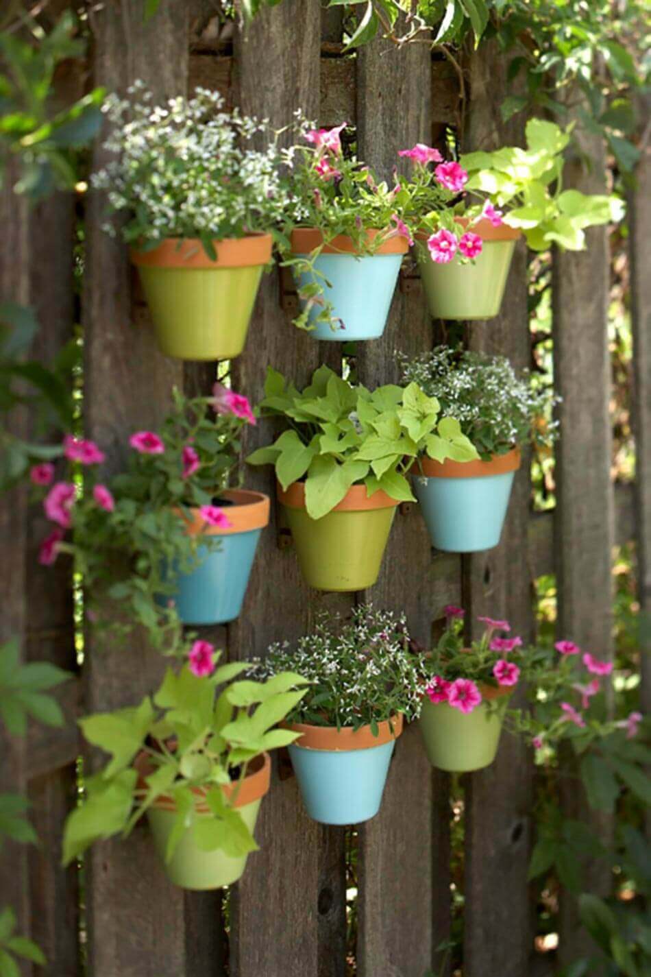 Garden Fence Decoration Idea with Wall Planters
