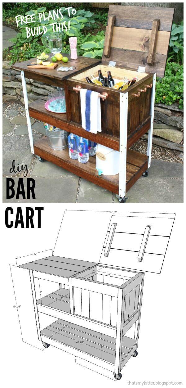 A Wooden Bar Cart with Storage Galore