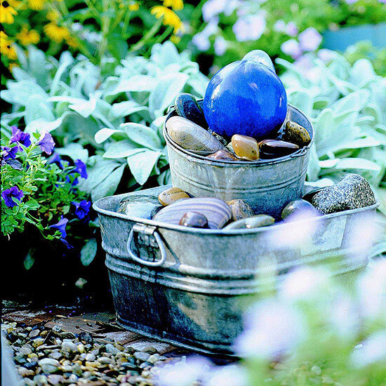 Treasury of Rocks and Bobbles Stacked Pail Fountain
