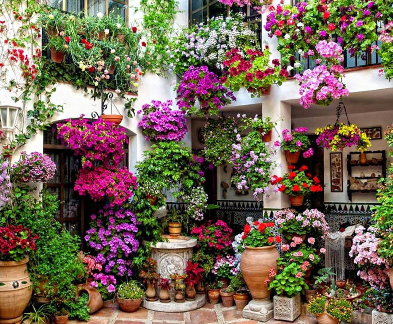 A Two-Story Hanging Garden of Flowers