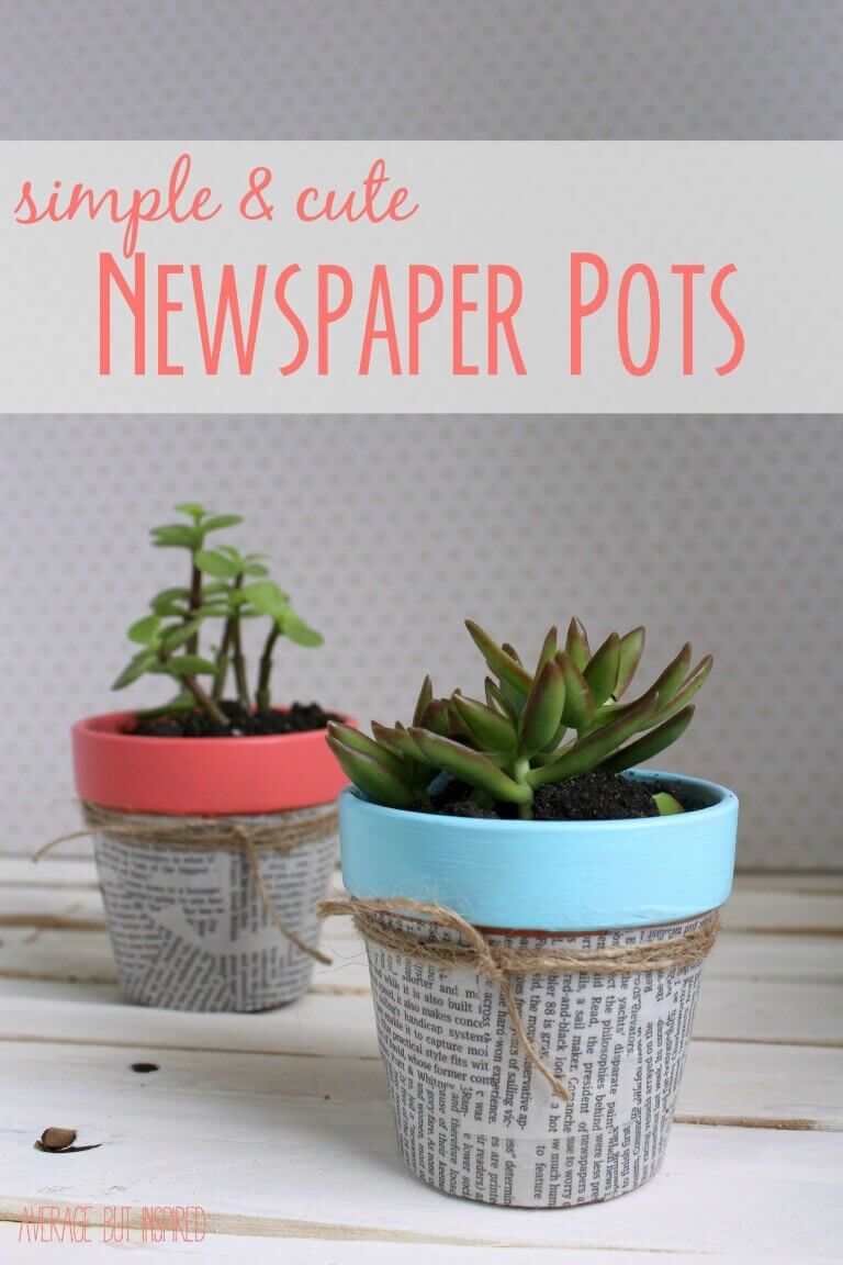 Pastel and Newsprint Succulent Pots