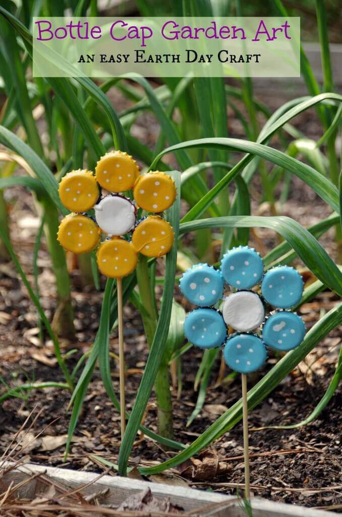Cute Flowers with Recycled Bottle Caps