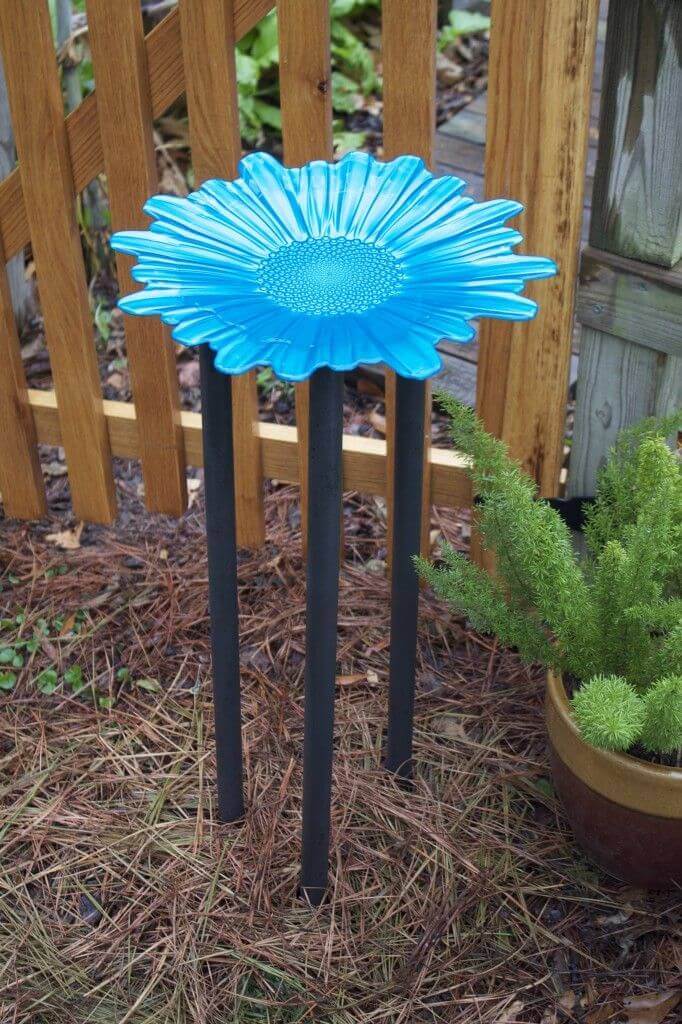 Vivid Blue Flower Bird Bath