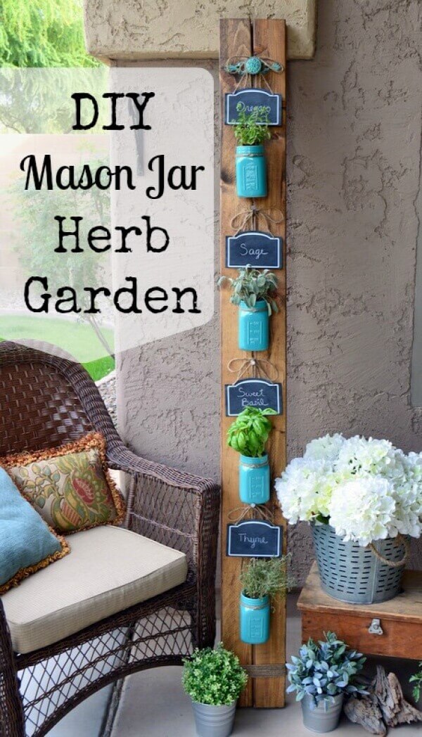 Shabby Chic Painted Mason Jar Herb Garden
