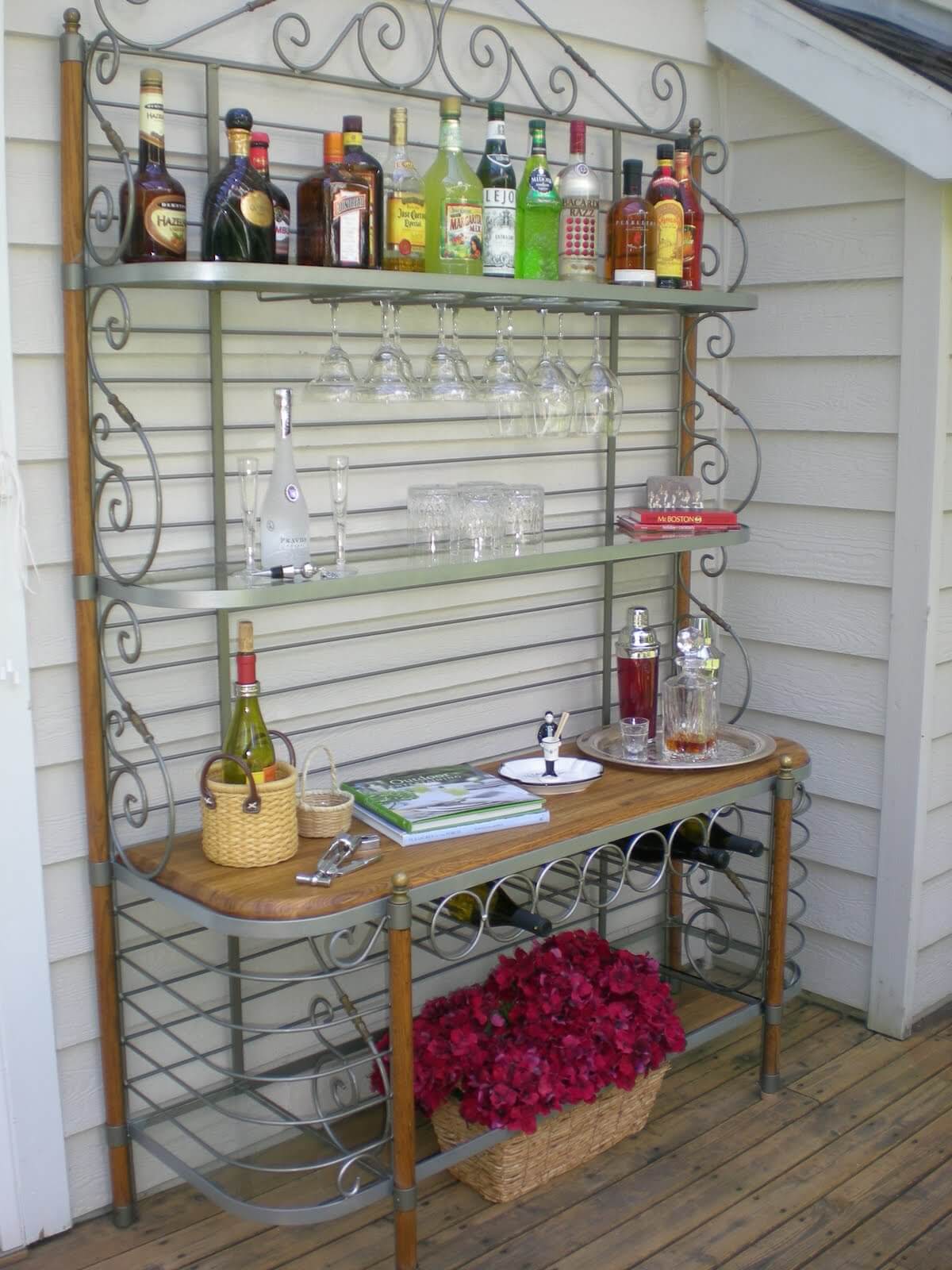 A Full Bar with S-Shaped Metal Accents