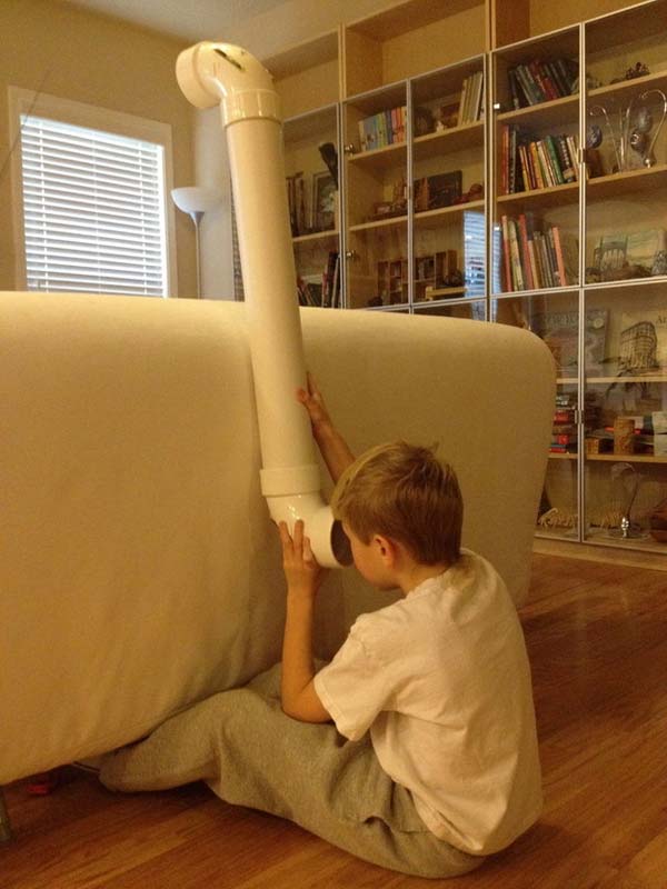 Create a toy periscope with a milk carton and two mirrors and some pipes