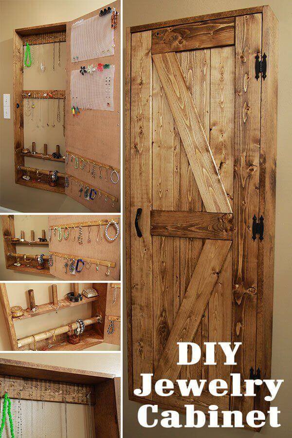 DIY Barn Door Jewelry Cabinet