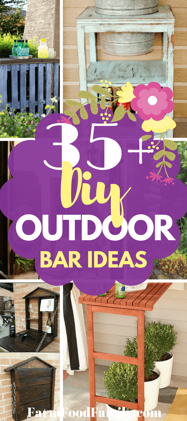 Checkout 35 DIY Outdoor Bar Ideas for your house #outdoorbar #homedecor #diy #farmfoodfamily