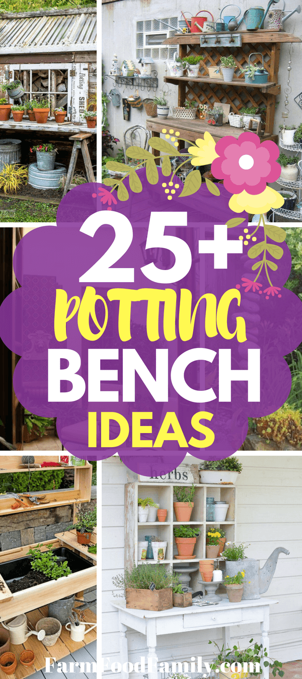 Checkout these 25 Cool Potting Bench Plans to Enjoy Gardening #gardenideas #farmfoodfamily