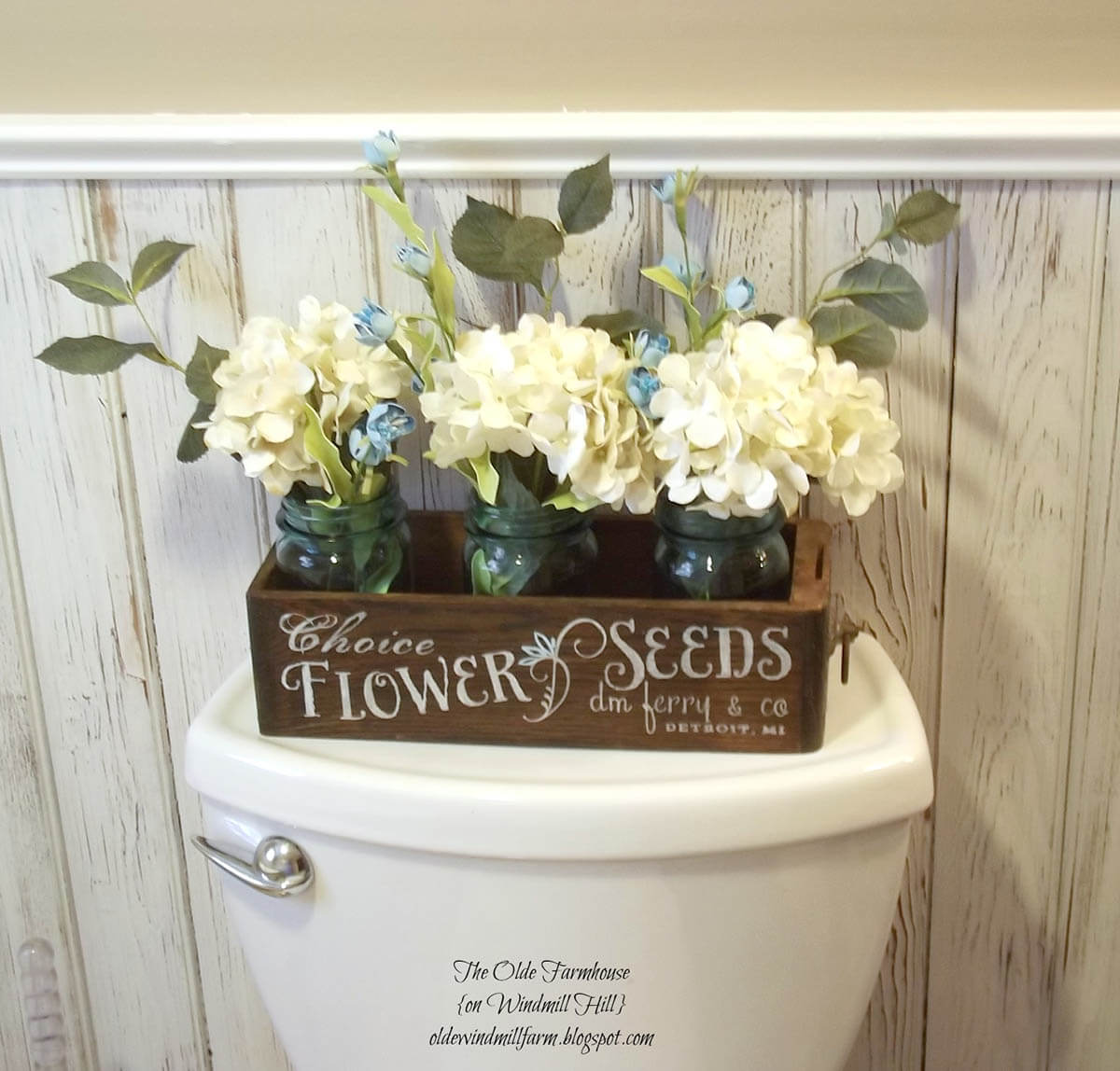 Flower Crate with Mason Jar Vases Decoration