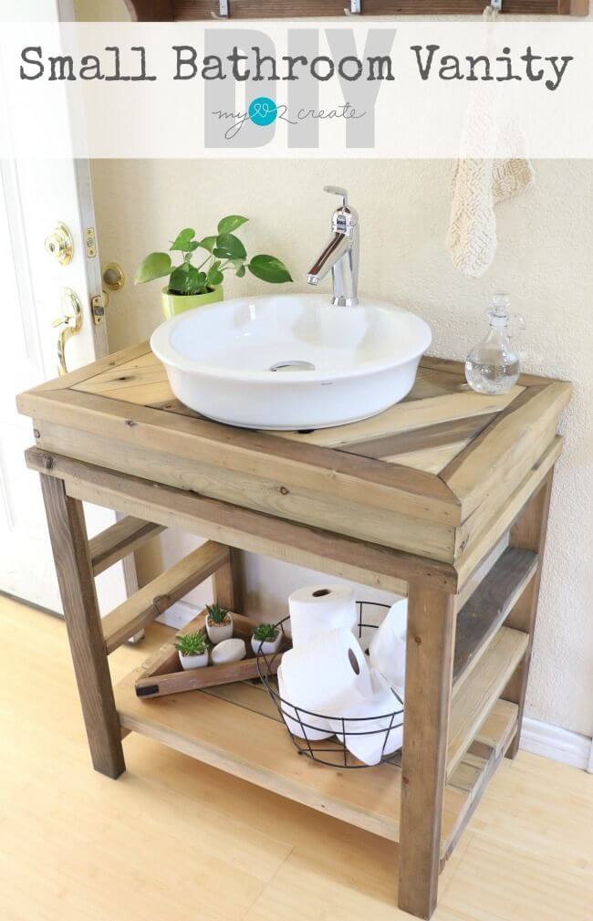 DIY Rustic Wood Bathroom Vanity