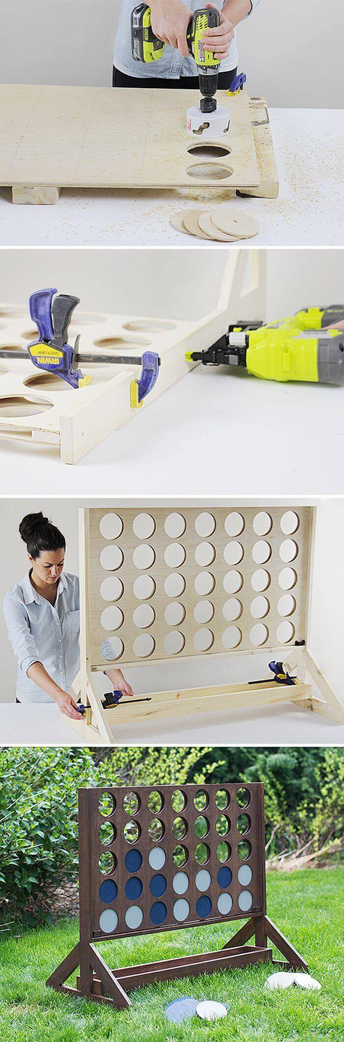 A Wooden, Life-Sized Connect Four Board