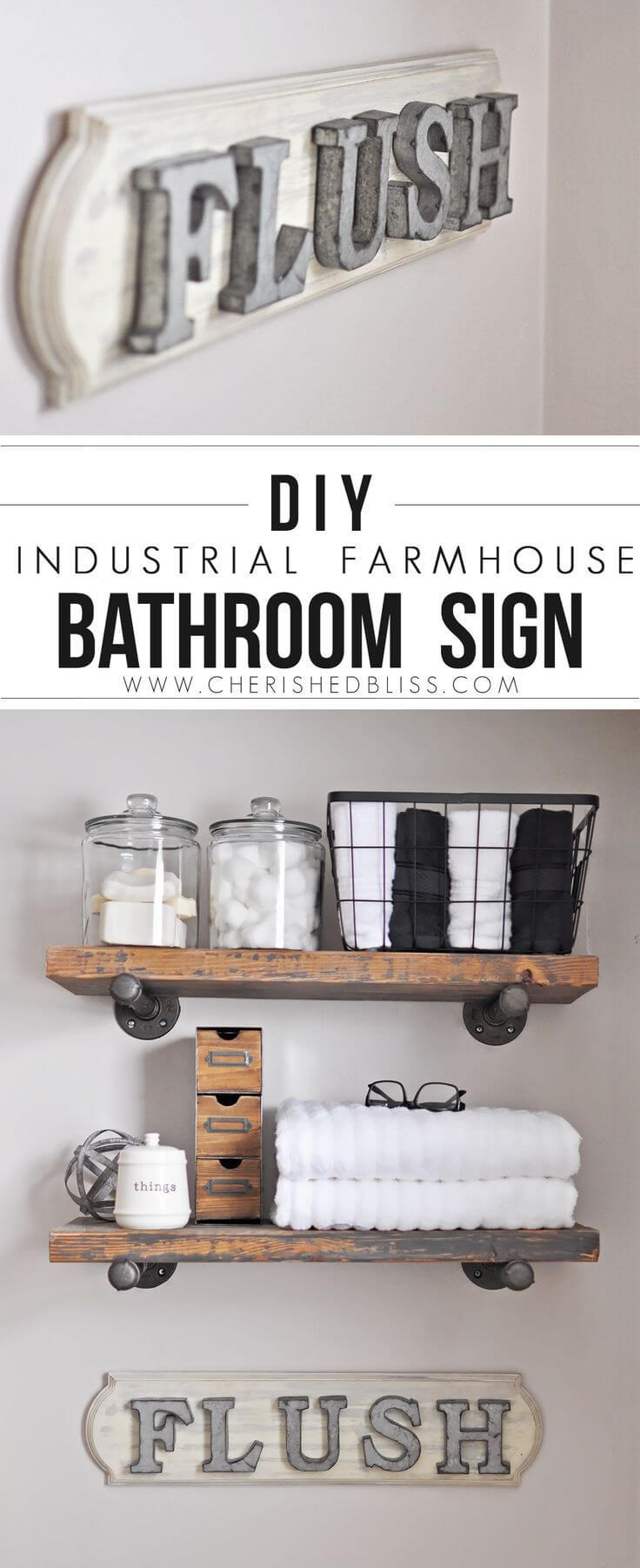 DIY Farmhouse Bathroom “Flush” Sign