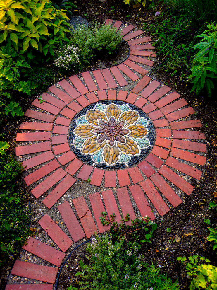 Dramatic Mandala-inspired Stone And Brick Spiral