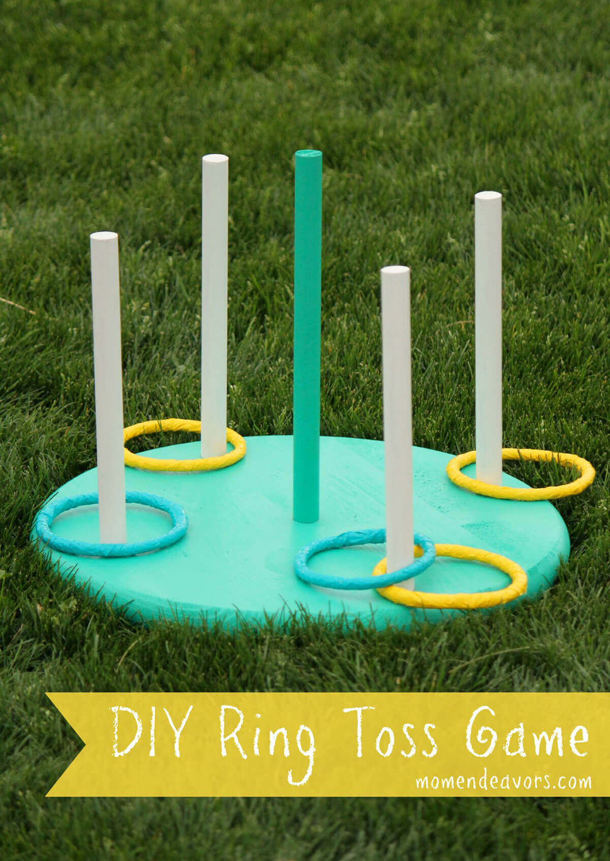 A Green and Yellow Ring Toss Game