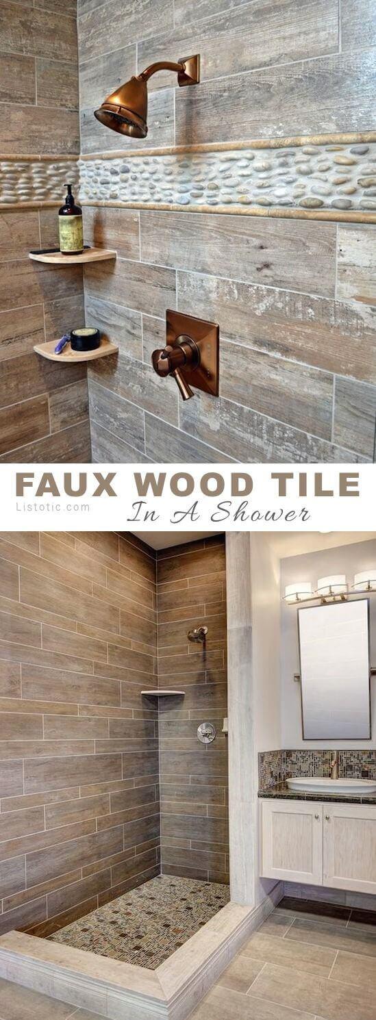  Outdoor Shower Style Faux Wood Tiling