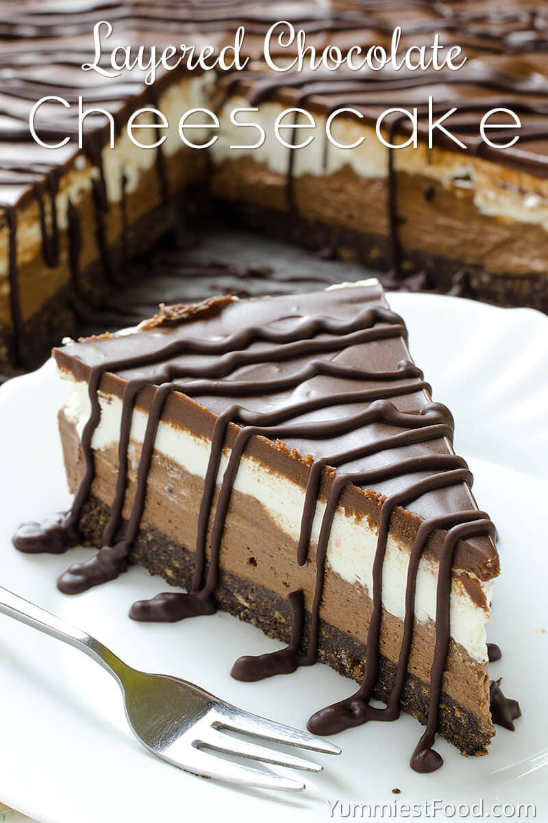 Layered Chocolate Cheesecake with Oreo Crust – No Bake