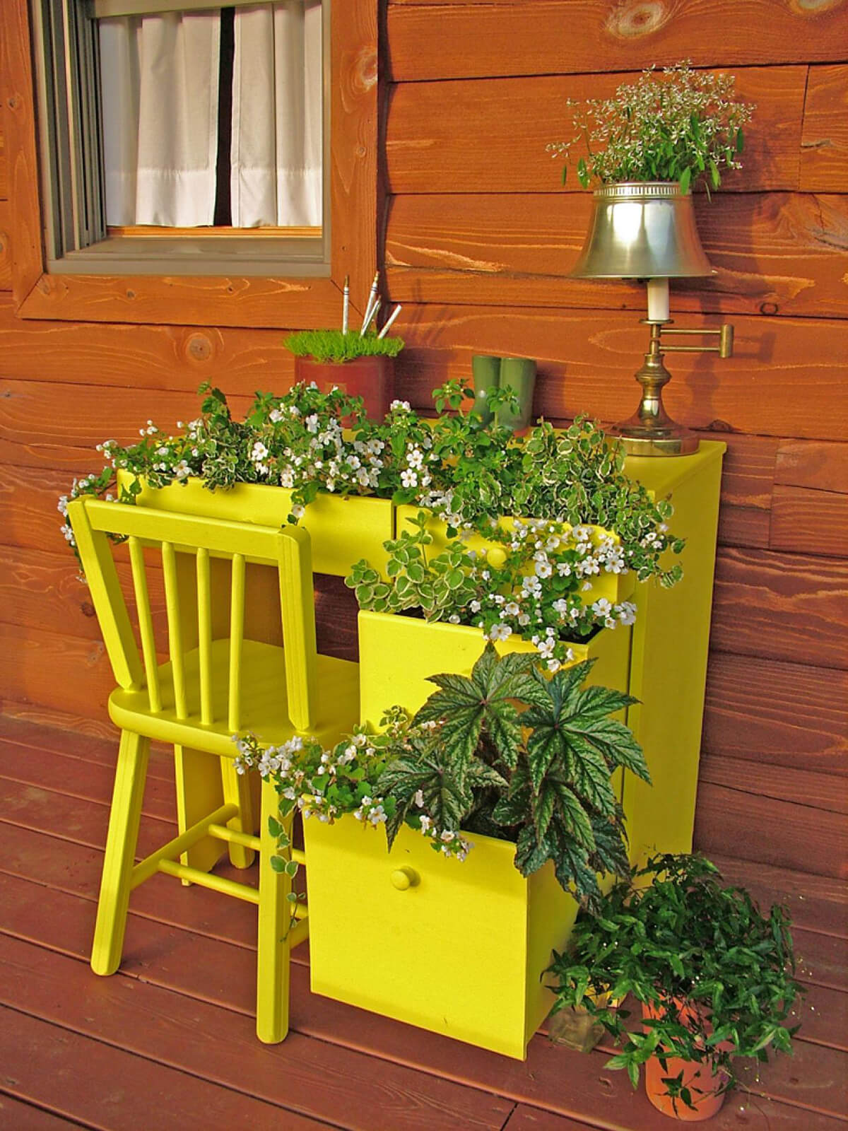Upcycled Desk Garden Container for Your Porch