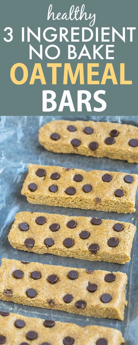 Three Ingredient No Bake Oatmeal Bars
