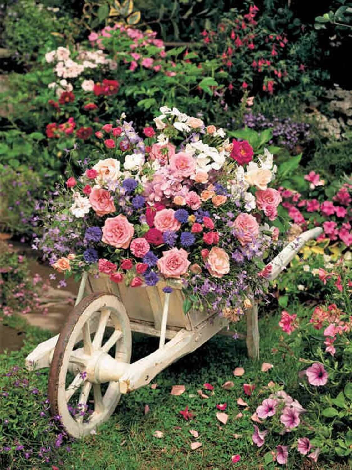 DIY Wooden Wheelbarrow Flower Planter