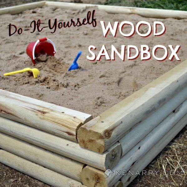 A Log Cabin-Style Wooden Sandbox