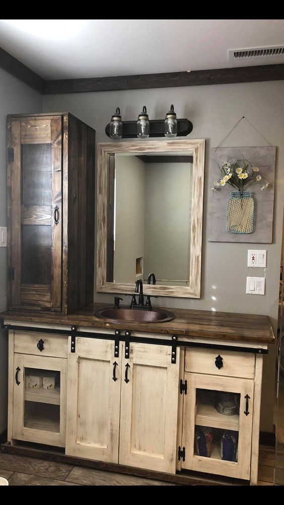 31 Impressive Diy Rustic Farmhouse Bathroom Vanity Ideas - Plans To Build A Rustic Bathroom Vanity