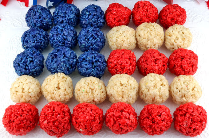 Red White And Blue Rice Krispie Bites