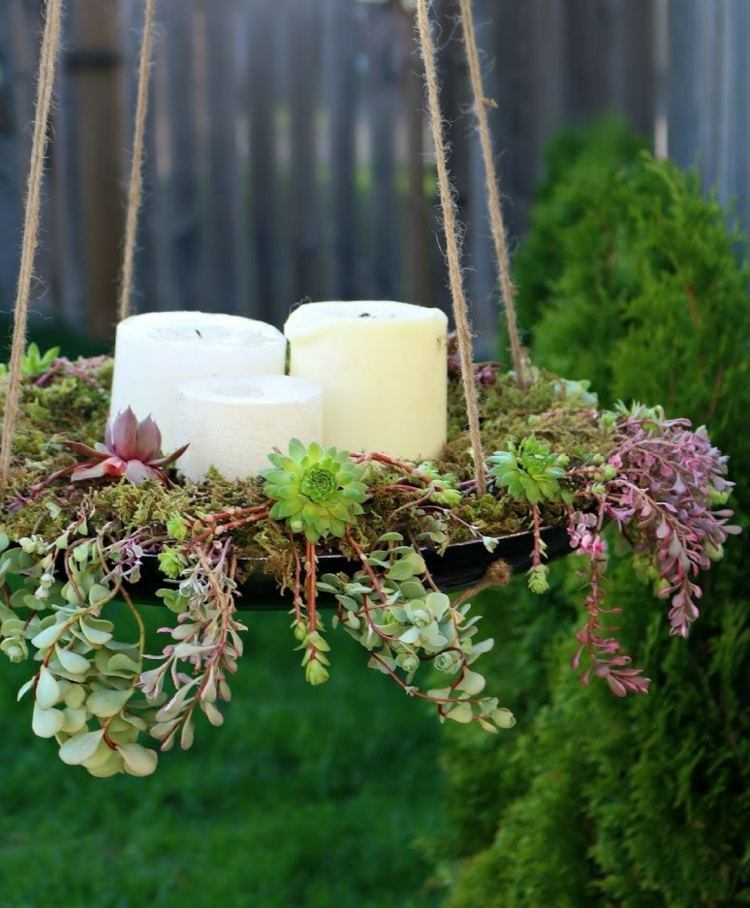 Succulent Garden Ideas: Succulents in a DIY hanging pot