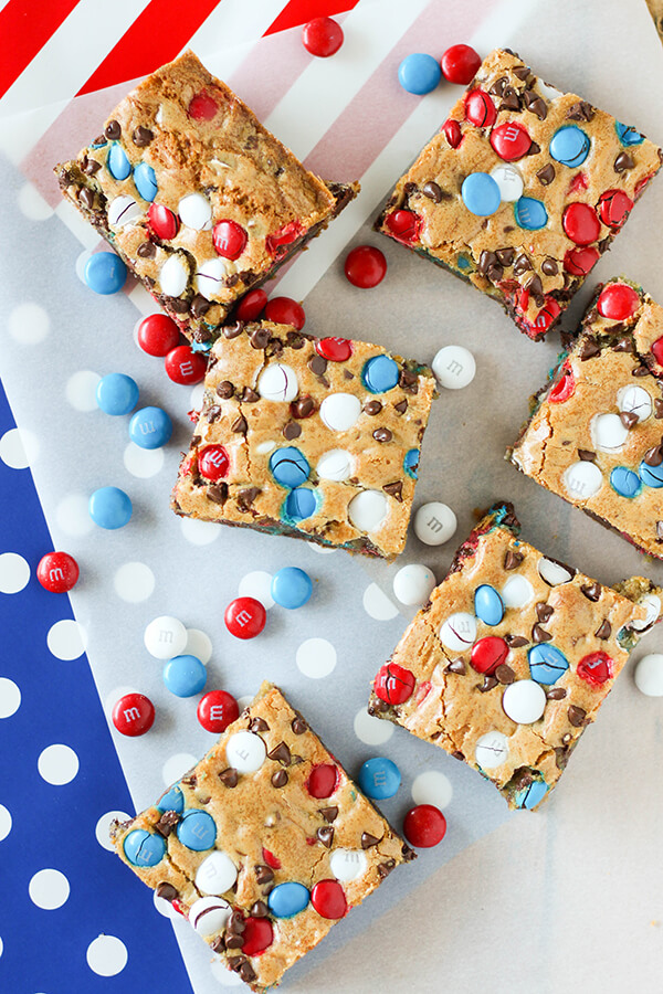 Red, White and Blue M&M’S Cookie Bars