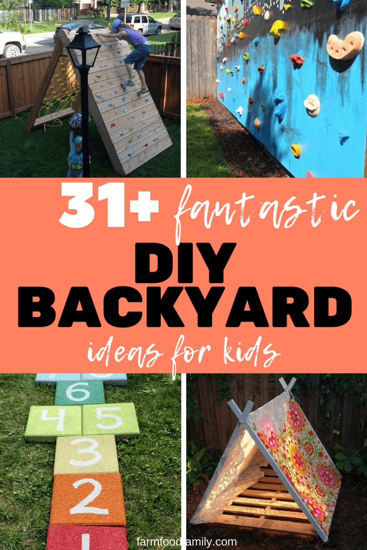 Summer is just around the corner, to help your child have a meaningful summer with educational games. We've gathered these 31 exciting diy backyard ideas so your kids can play and relax as well. #kids #kidsactivities #diy #backyard #farmfoodfamily